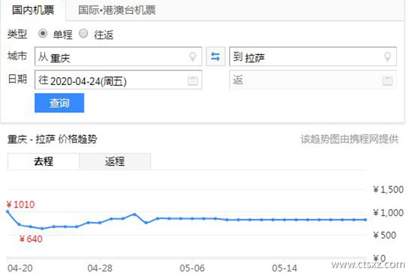 重慶到拉薩旅游費用